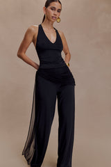 Aspyn Slinky Ve File Üst - Siyah