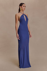 Nerea Slip Halter Uzun Elbise - Mor Mürekkep