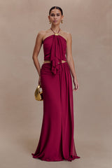 Celina Şifon Askılı Üst - Kiraz Kırmızısı