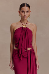 Celina Şifon Askılı Üst - Kiraz Kırmızısı