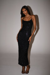 Tierra Payetli Uzun Elbise - Siyah