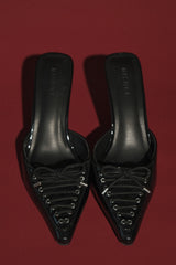 Joanne Patent Bağcıklı Topuklu Ayakkabı - Siyah