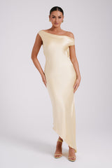 Yvette Slip Uzun Elbise Asimetrik Etek Ucu - Butter