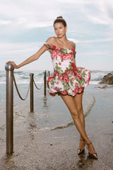 Giovanna Omuz Açık Mini Elbise - Sonia Gül Desenli