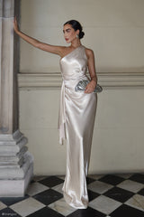 Calliope Tek Omuzlu Uzun Elbise - Pembe Altın