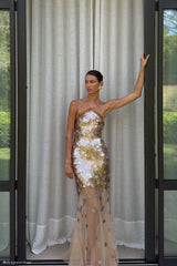 Jenny El Yapımı Uzun Elbise - Altın