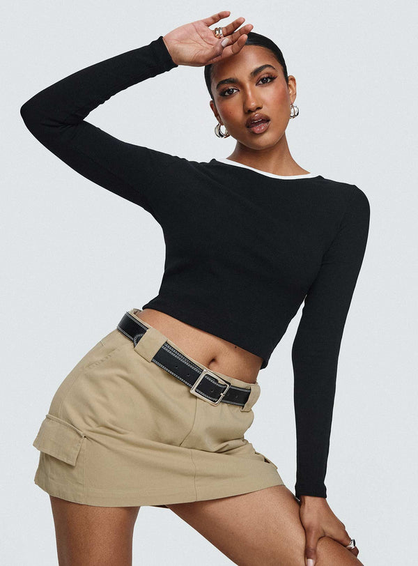 Georgette Üst Siyah