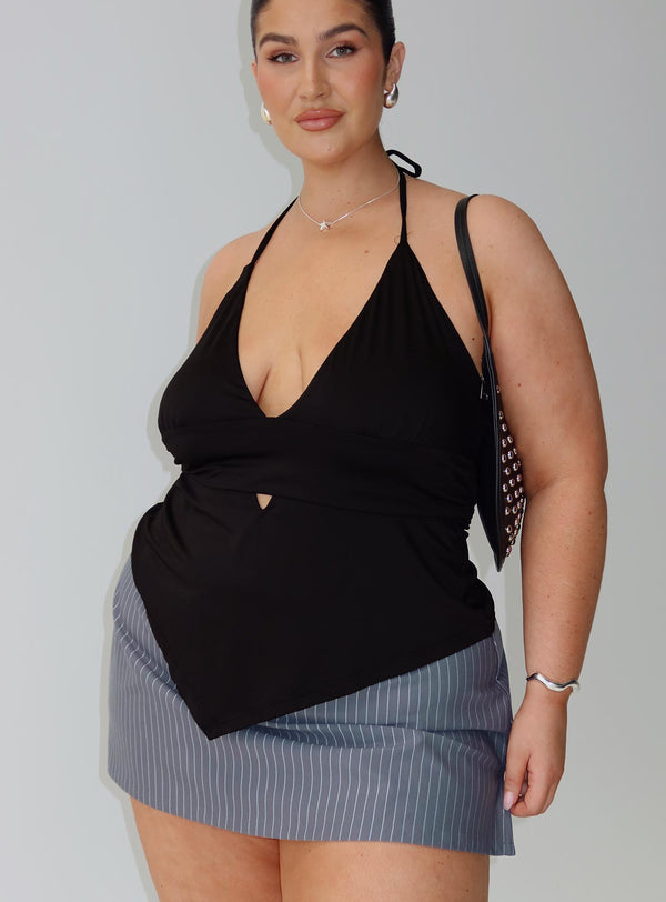 Averee Halter Üst Siyah Eğri