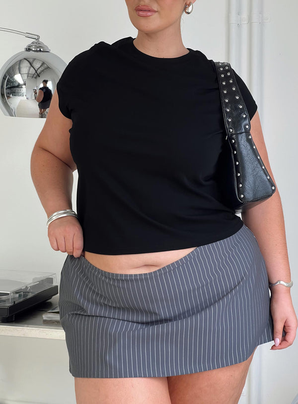 Uyuyamıyorum Skort Kömür Çizgili Eğri
