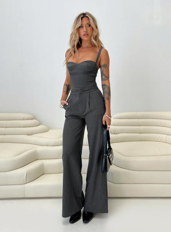 Briana Set Kömür Çizgili