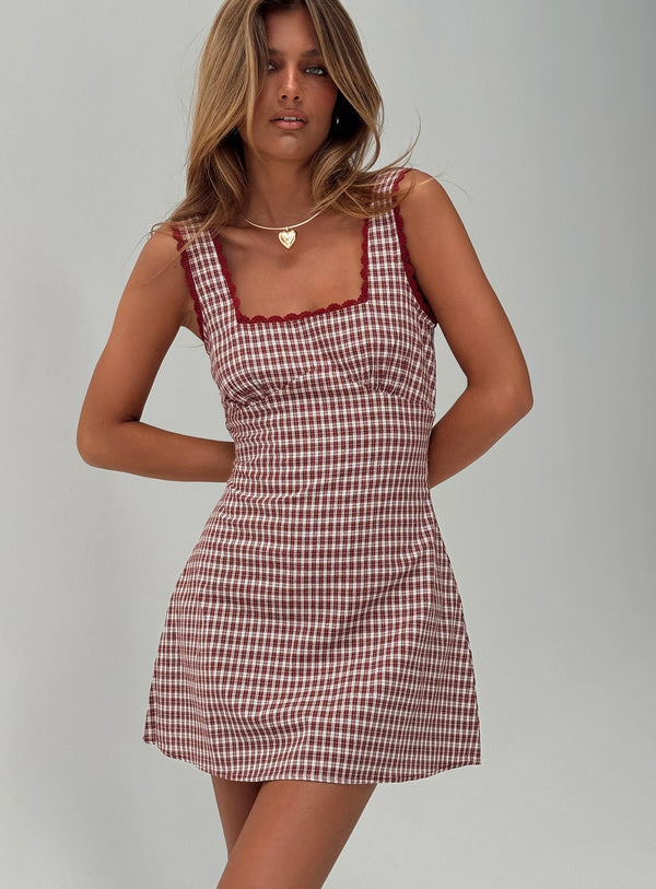 Dasha Mini Elbise Kırmızı Kareli