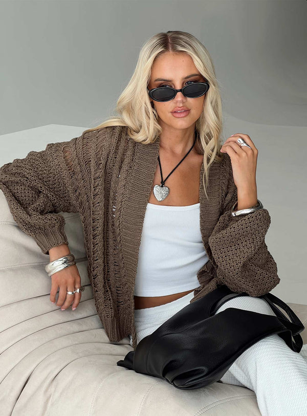 Abner Cable Cardigan Kahverengi