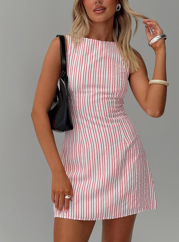 Alfalfa Shift Mini Elbise Kırmızı Çizgili