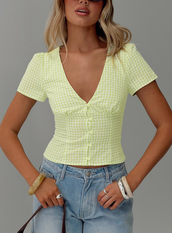 Isolda Üst Yeşil Gingham