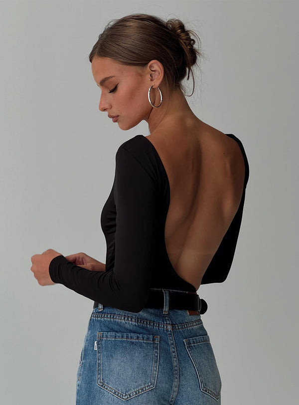 Look This Good Sırtı Açık Siyah Bodysuit