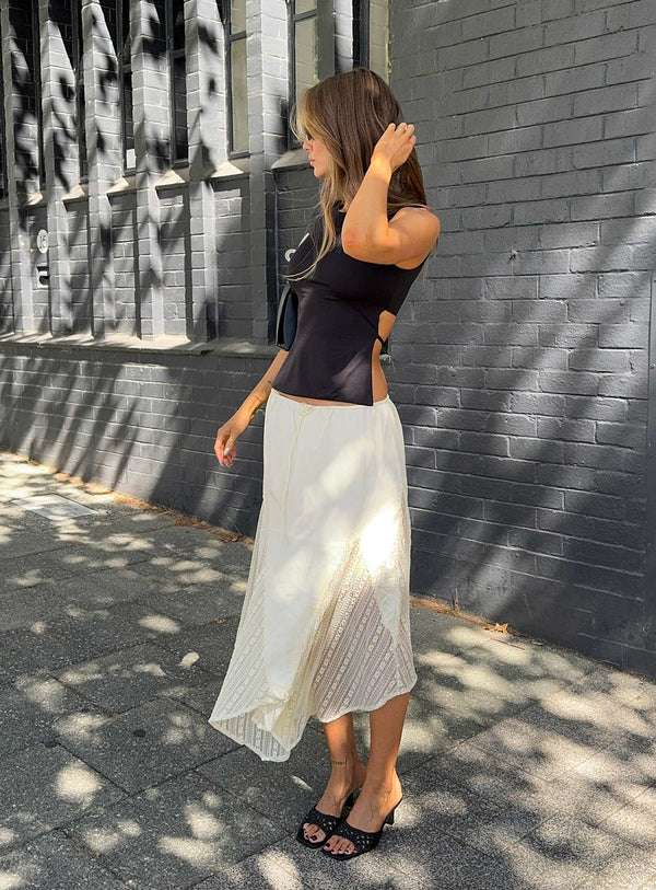 Madame Lace Maxi Etek Krem Uzun
