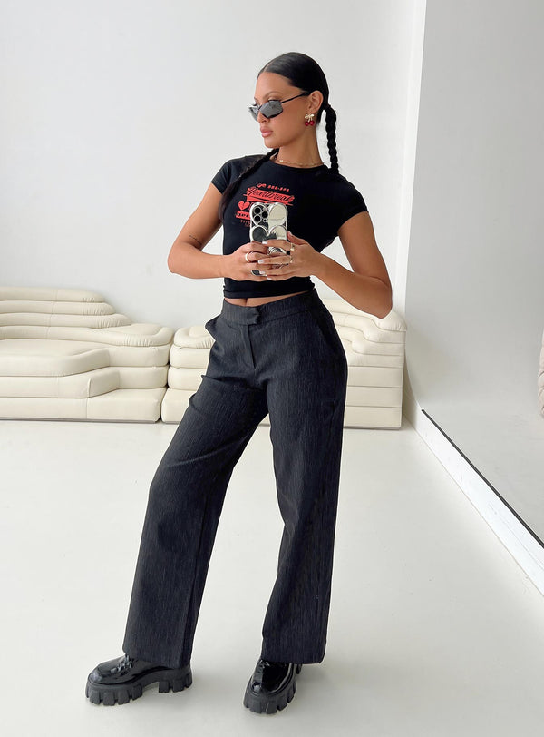 Jeller Pinstripe Pantolon Siyah Uzun
