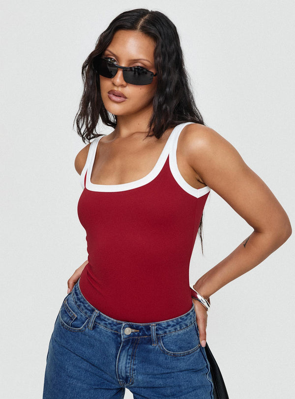 Astrea Bodysuit Kırmızı / Beyaz
