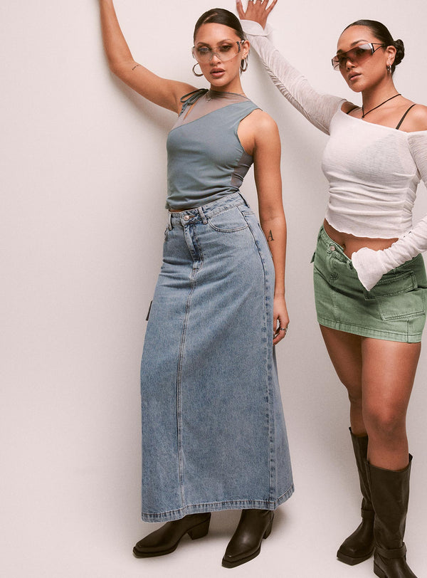 Mcguane Denim Midi Etek Petite