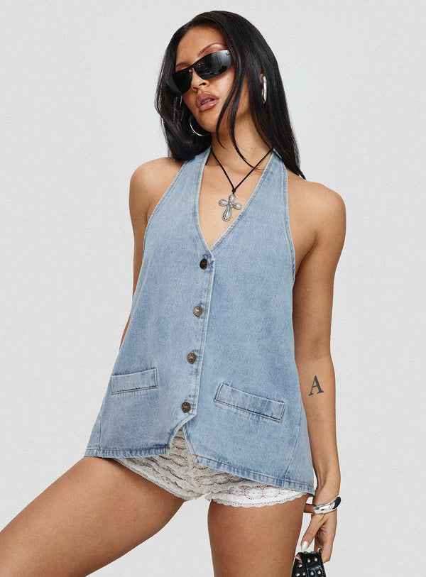 Hills Halter Yıkanmış Mavi