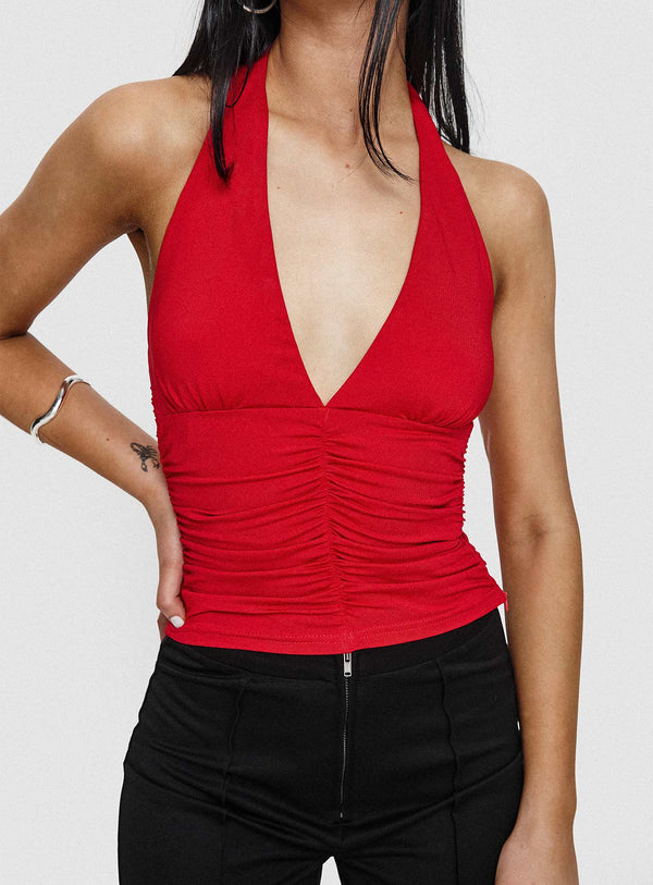 Temptress Halter Üst Kırmızı