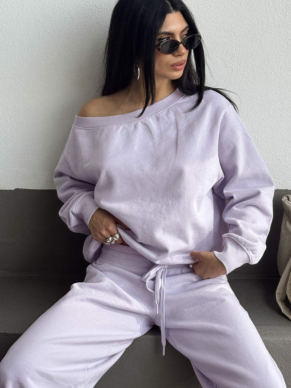 Wellness Omuzdan Askılı Kazak Yıkanmış Lavanta