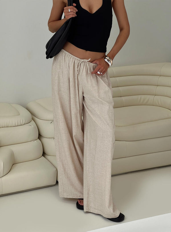 Beach Comber Keten Pantolon Bej