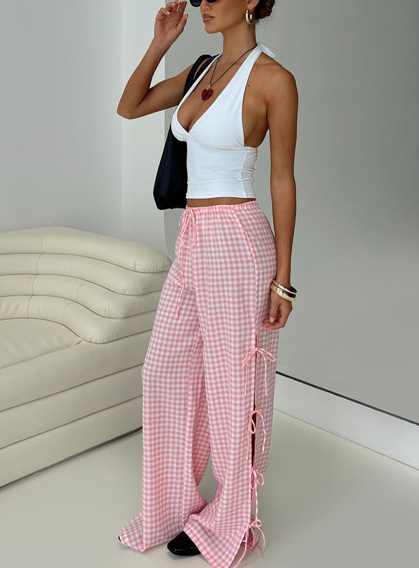 Villa Donna Fiyonklu Pantolon Pembe Kareli