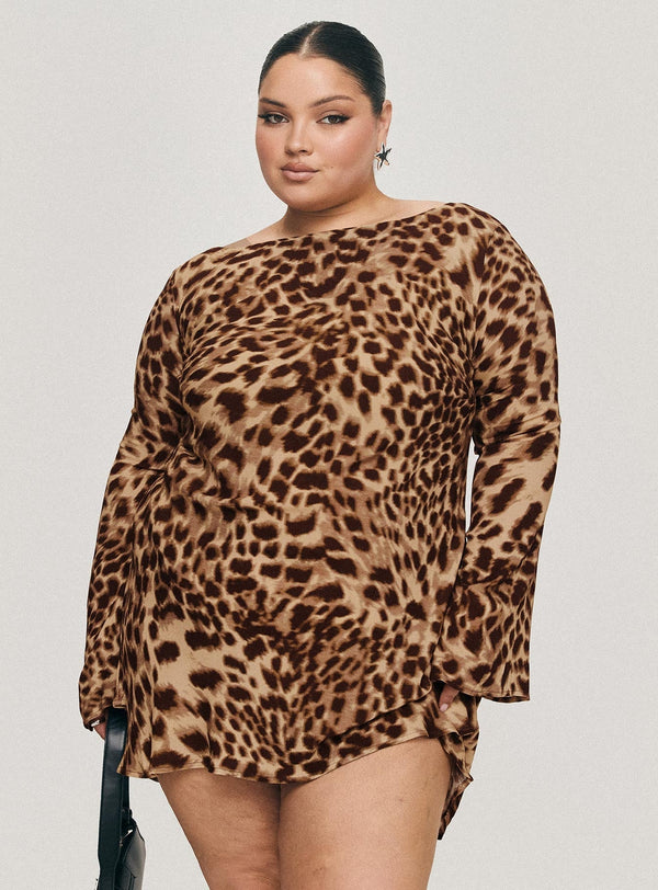 Halo Bias Mini Elbise Leopar Eğrisi