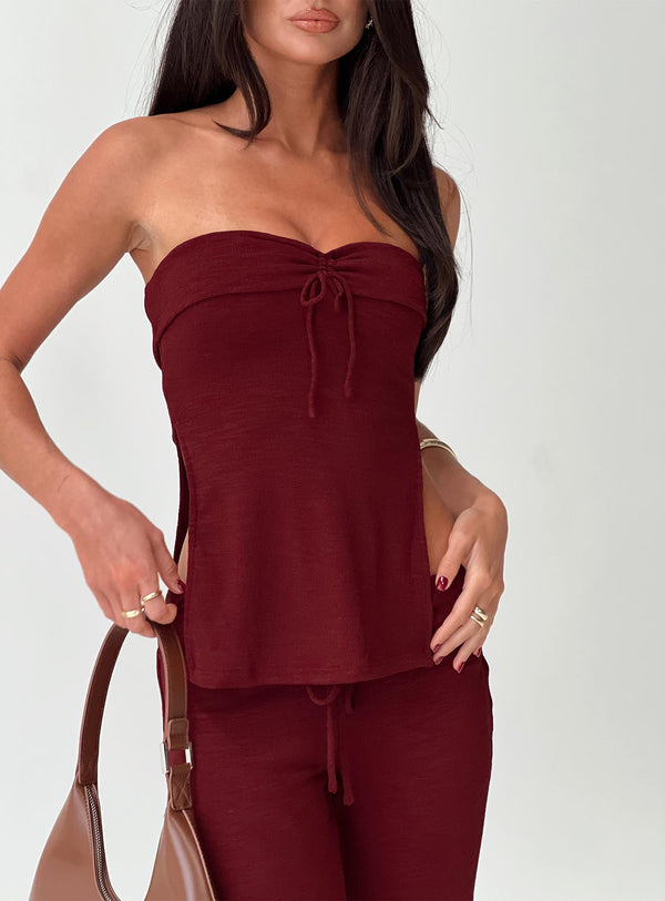 Laurenita Longline Tube Üst Bordo