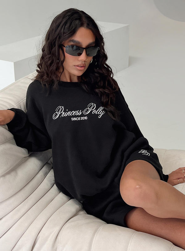 Prenses Polly Yuvarlak Yaka Sweatshirt El Yazısı Siyah Kum