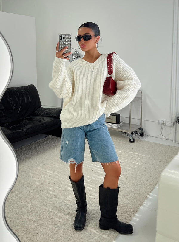 Jem Büyük Boy Kazak Krem