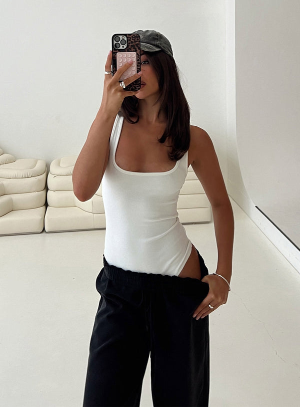Baseline Rib Bodysuit Beyaz