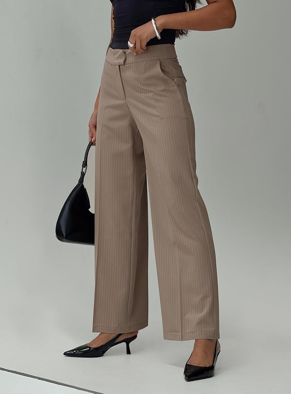 Jeller Pinstripe Pantolon Bej Pinstripe