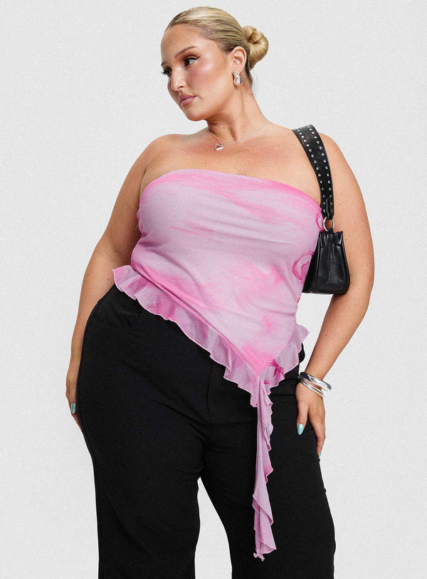 Travessa Asimetrik Tüp Üst Pembe Eğri