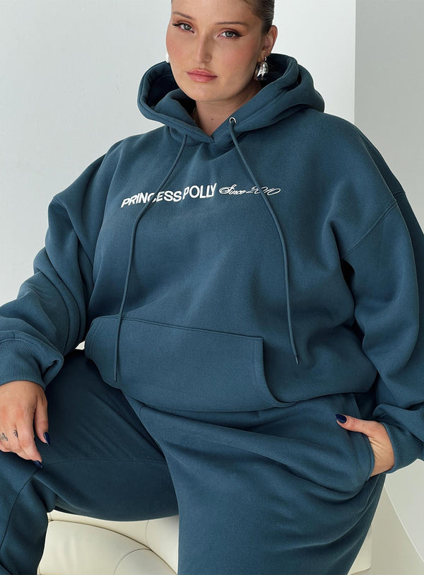 Prenses Polly Kapüşonlu Sweatshirt Blok / El Yazısı Yazısı Slate Curve