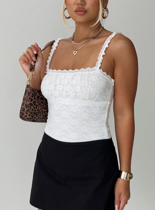 Angelline Dantel Bodysuit Beyaz