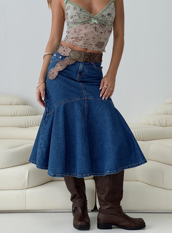 Marquez Denim Midi Etek Orta Yıkama