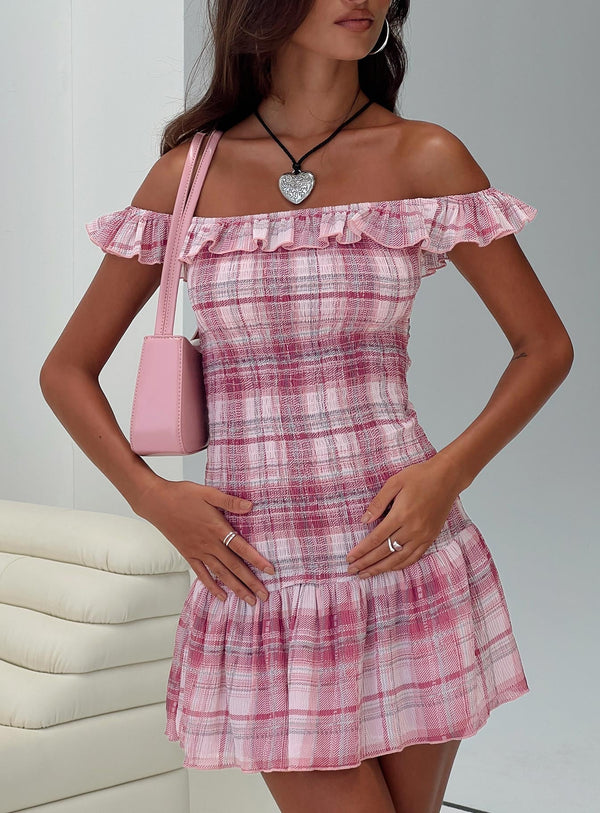Ultralove Straplez Mini Elbise Pembe Çok Renkli
