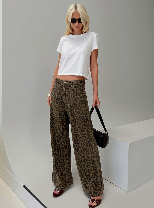 Briony Düşük Bel Geniş Paça Jean Leopar