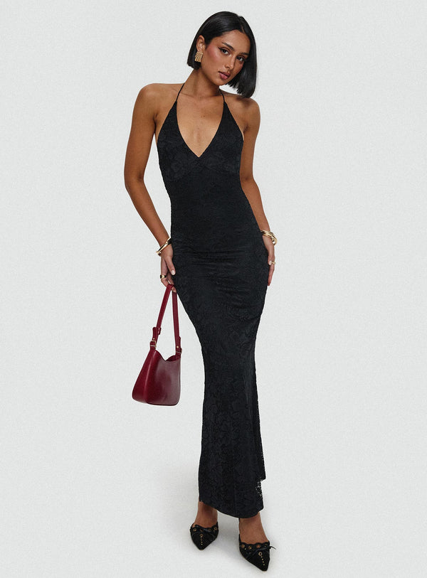Beautie Halter Uzun Elbise Siyah