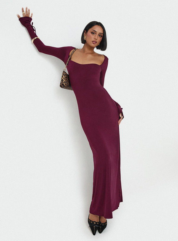 Dalzine Maxi Elbise Bordo
