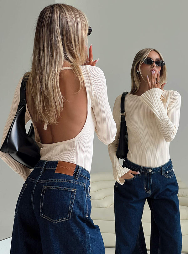Mayok Uzun Kollu Bodysuit Bej