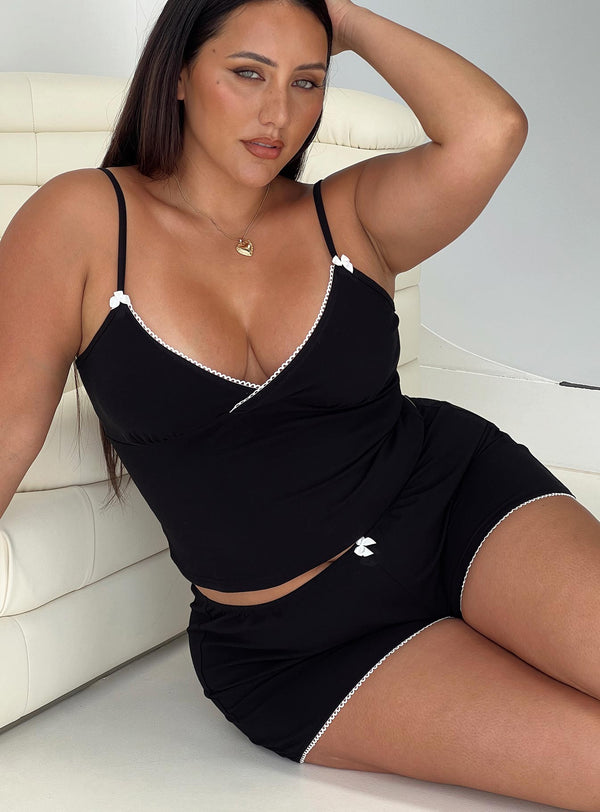 Ninniler Jersey Cami Üst Siyah Eğri