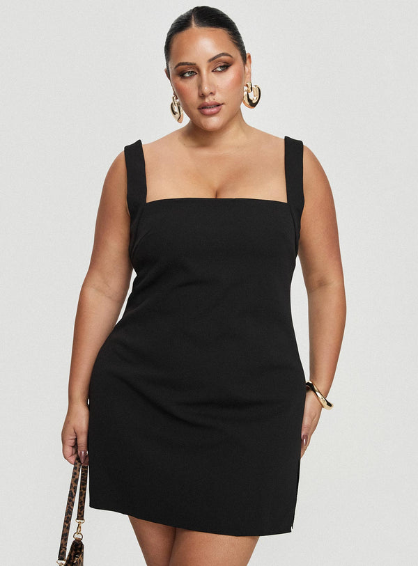 Bombshell Mini Elbise Siyah Eğri