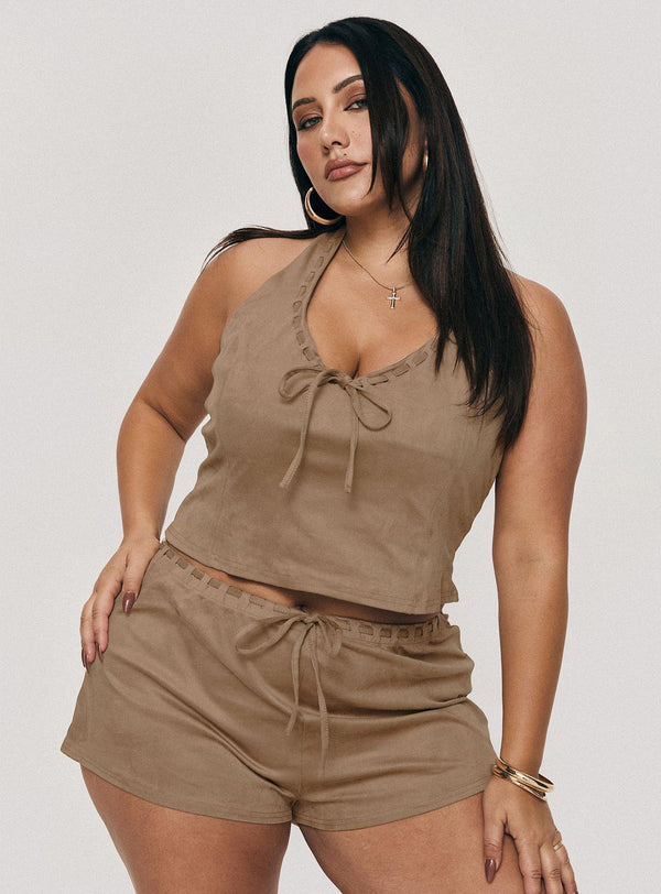 Eternal Youth Suni Süet Üst Taupe Curve