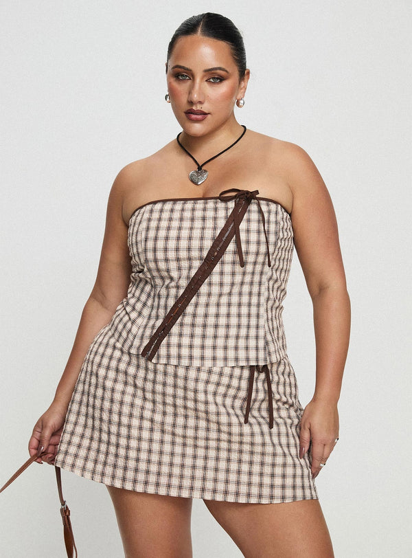 Korren Low Rise Skort Ekose Eğrisi