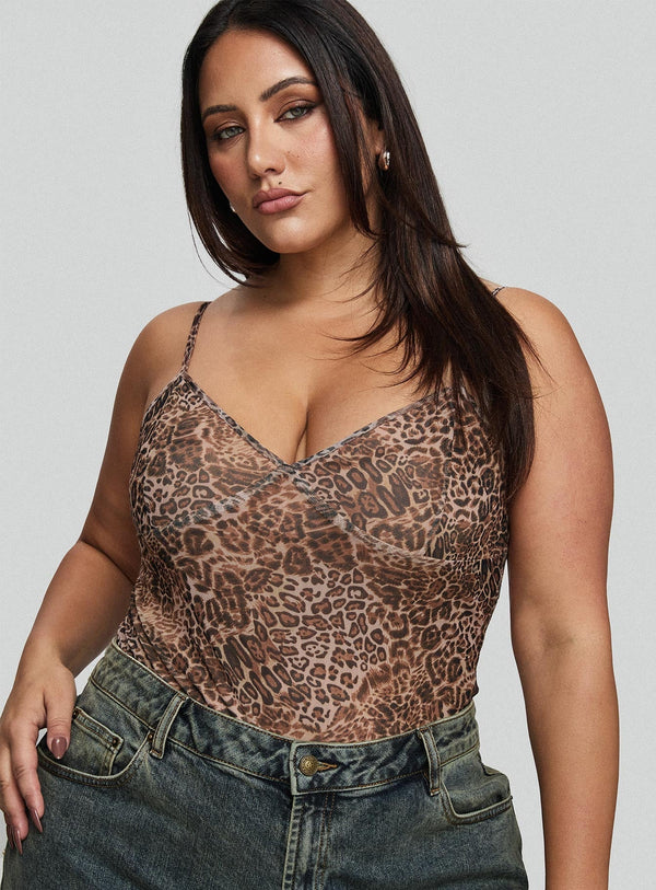 Elixia Leopar Kavisli Bodysuit