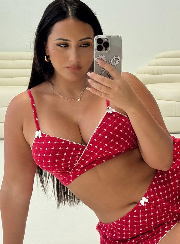 Slumber Pointelle Sleep Bralette Kırmızı Eğri
