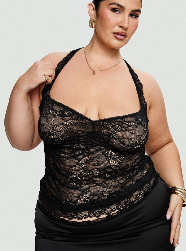 Fantasize Dantel Askılı Üst Siyah Eğri